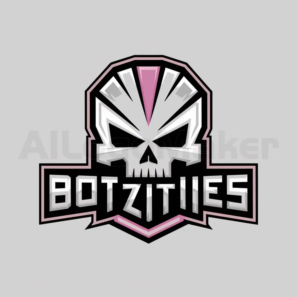 a logo design,with the text "BOTZITIES", main symbol:A skull,Moderate,be used in Internet industry,clear background