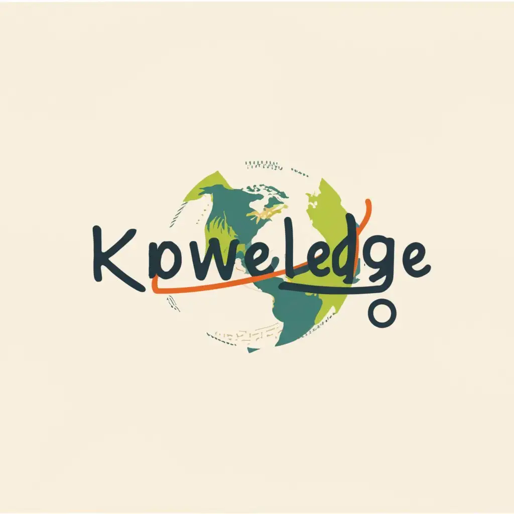 a logo design,with the text "Knowledge", main symbol:Earth,Minimalistic,clear background