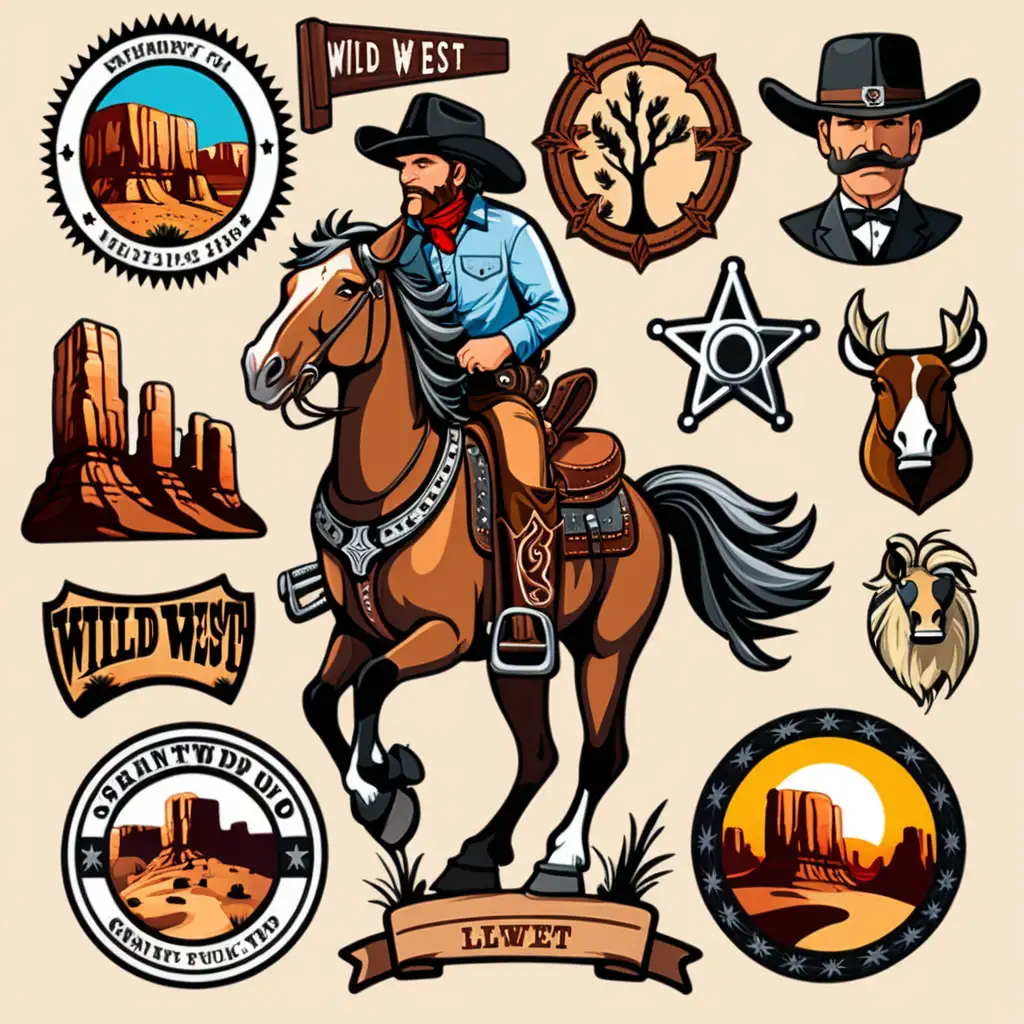 Wild West Clipart Sticker Patch Simple Cowboy Illustration