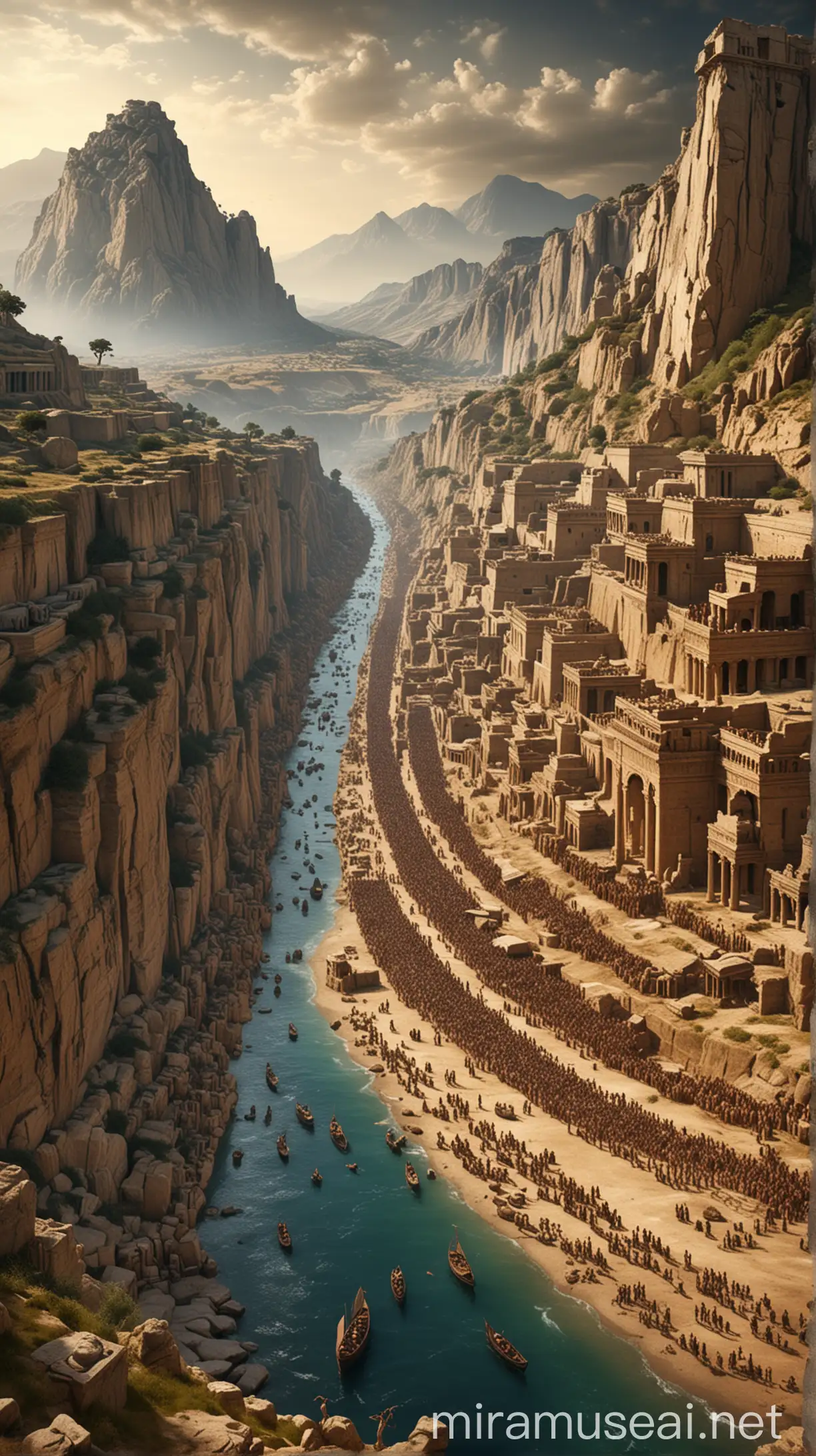 "A scenic image of the ancient world, with Alexander's empire stretching from Greece to India." hyper realistic