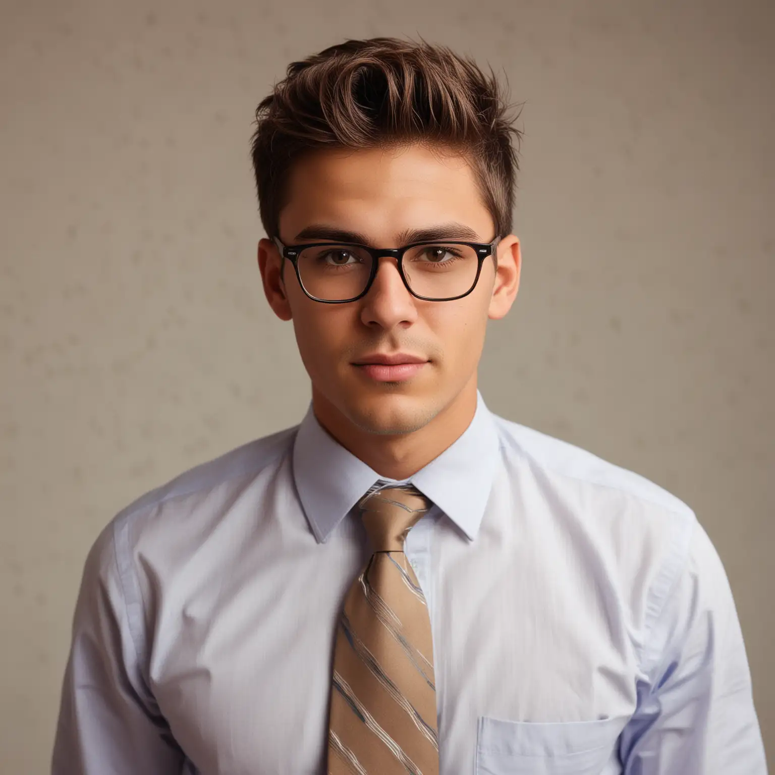 Young American Man in Glasses and Business Attire