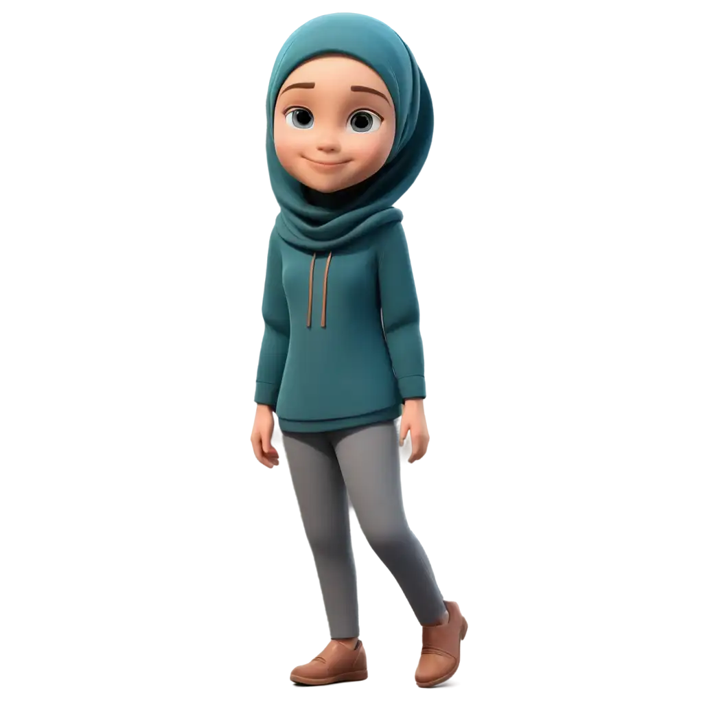 cute girl cartoon 3d 6 years old with hijab