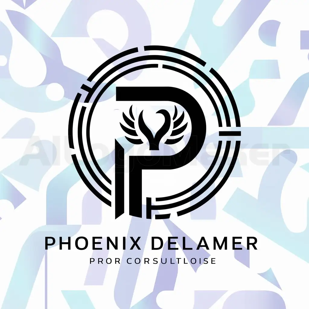 a logo design,with the text 'Phoenix_Dreamer', main symbol:English letter P in a circle,complex,clear background