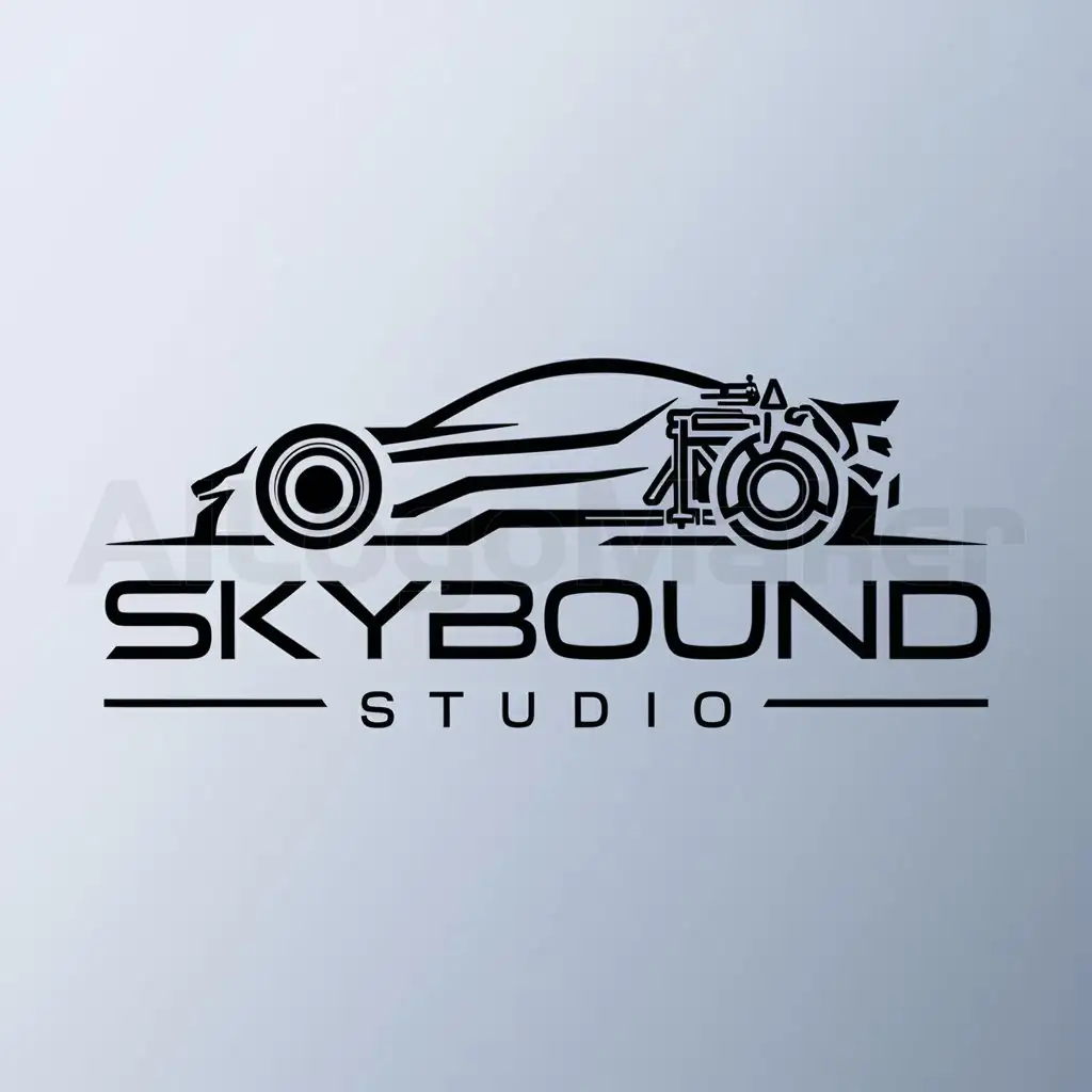 a logo design,with the text "Skybound Studio", main symbol:car,complex,be used in Automotive industry,clear background