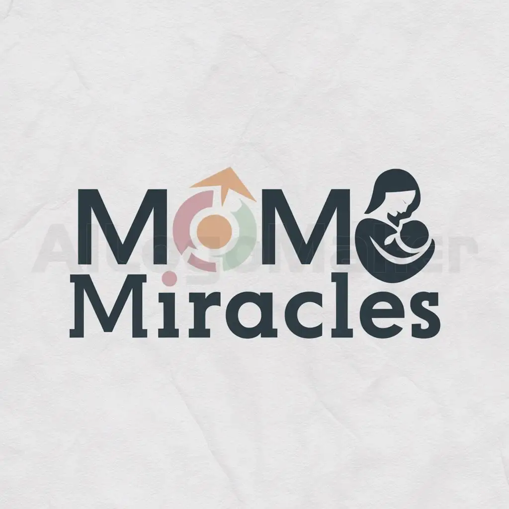 a logo design,with the text "Mom Miracles", main symbol:mother-infant,Moderate,clear background