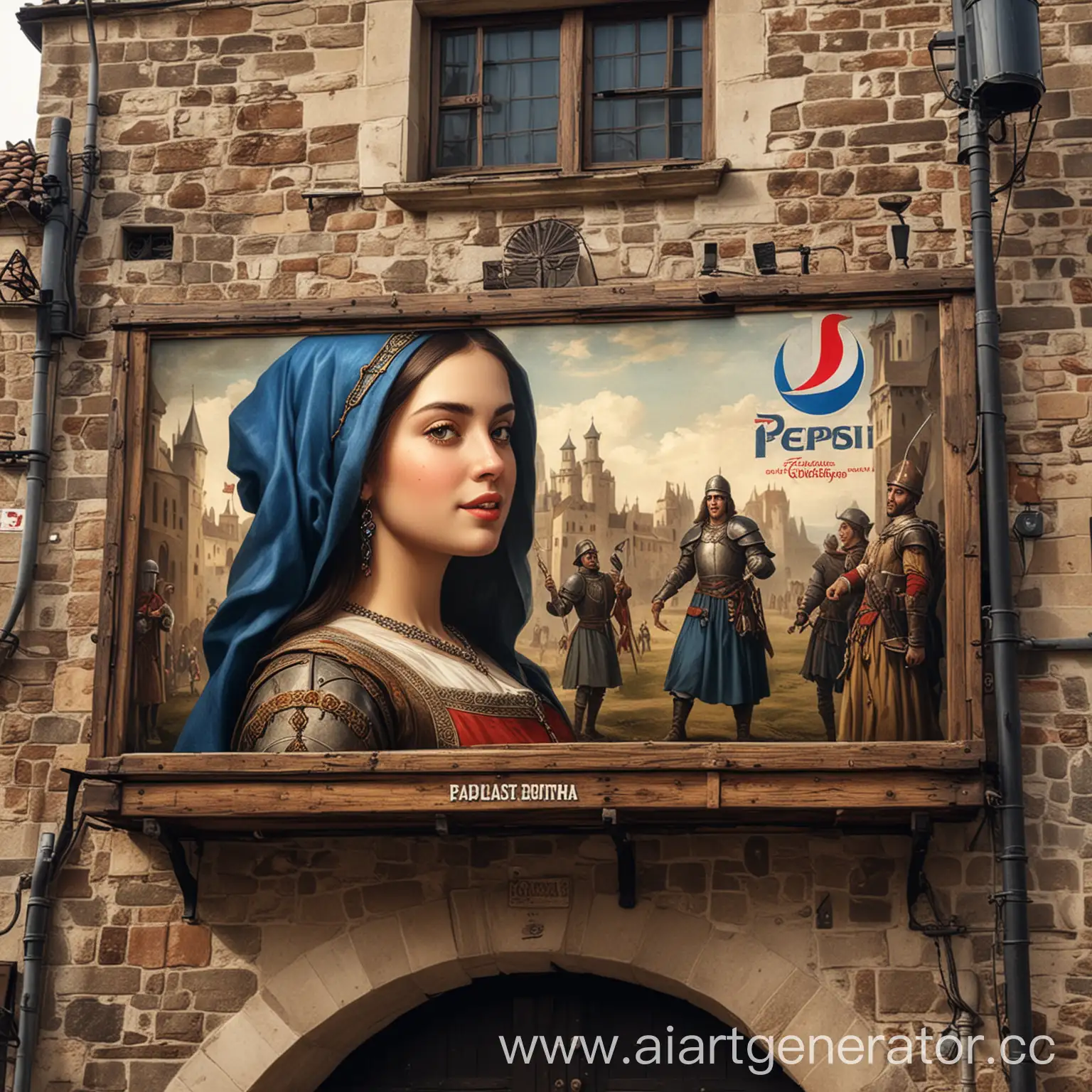 Pepsi-Advertisement-in-Medieval-Setting-Enchanting-Billboard-Displaying-the-Iconic-Drink