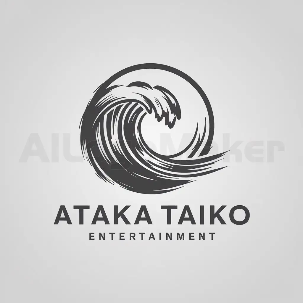 a logo design,with the text "ATAKA Taiko", main symbol:taiko  wave slubki brush Japanese style,complex,be used in Entertainment industry,clear background