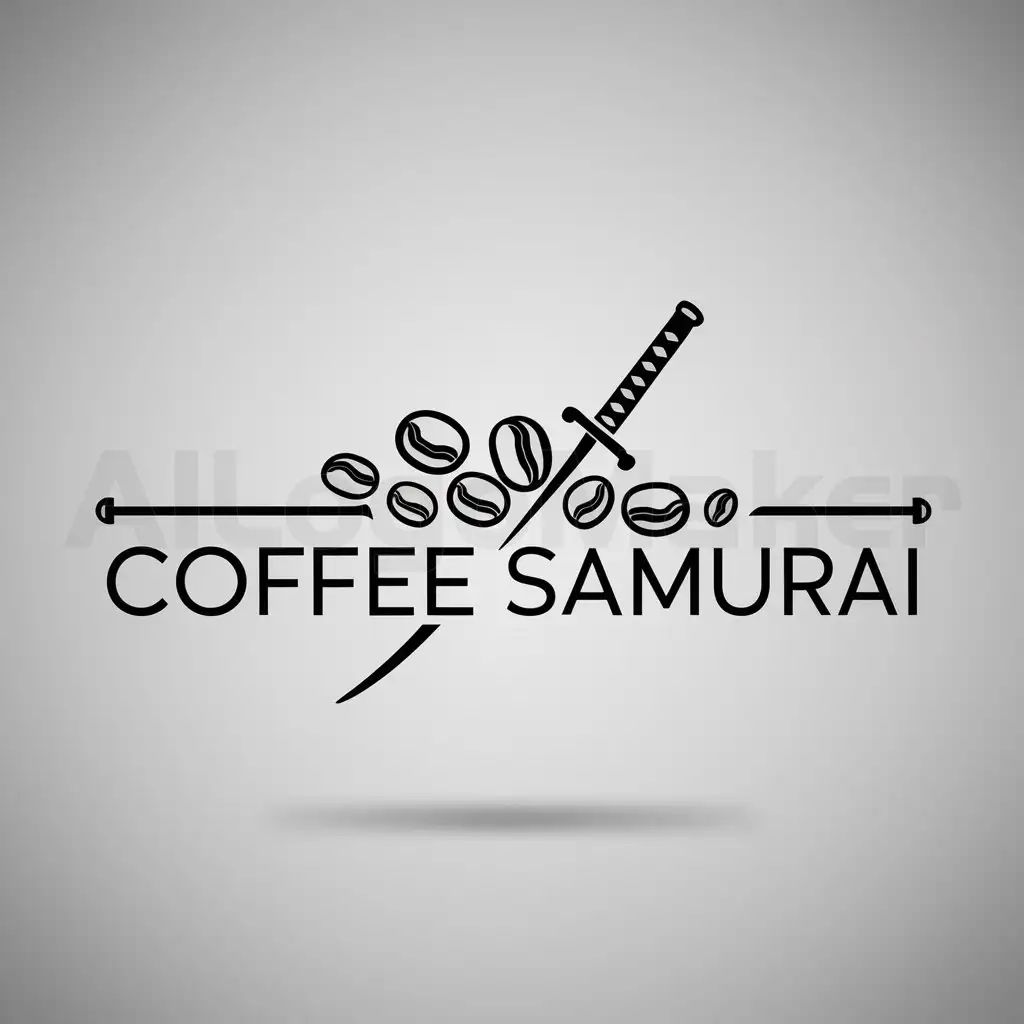 a logo design,with the text "Coffee Samurai", main symbol:background is coffee beans, a samurai sword in the middle of the coffee beans,Minimalistic,clear background
