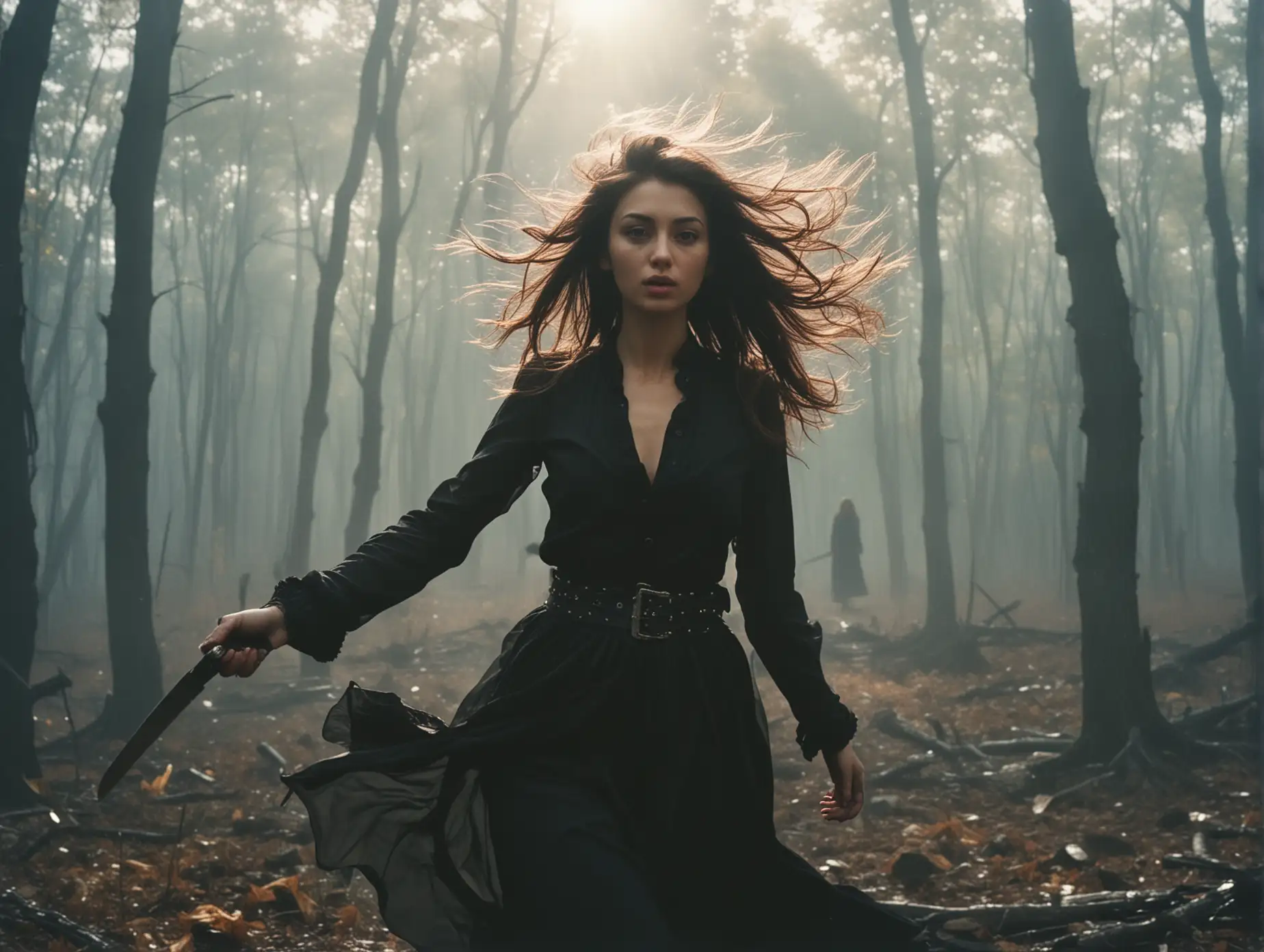 Stunning-Tatar-Woman-in-Forest-Confrontation-Vogue-Style-Encounter-with-Zombies