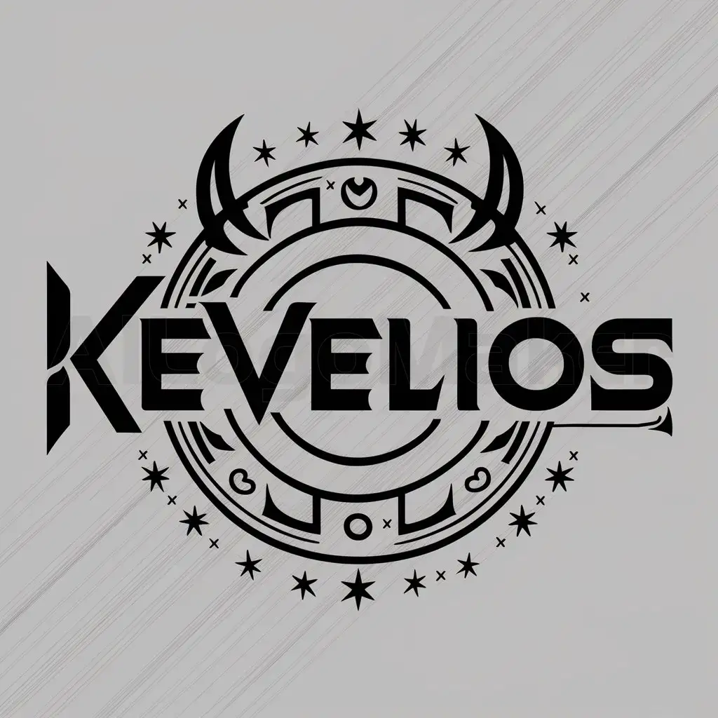 a logo design,with the text "Kevelios", main symbol:Demonic circle,complex,clear background
