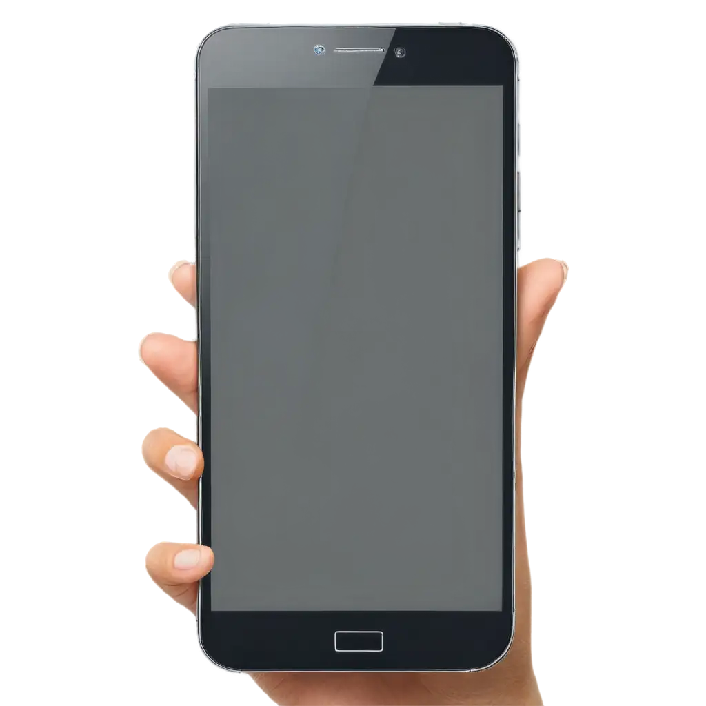 Hand holding smartphone blank screen.  on white background
