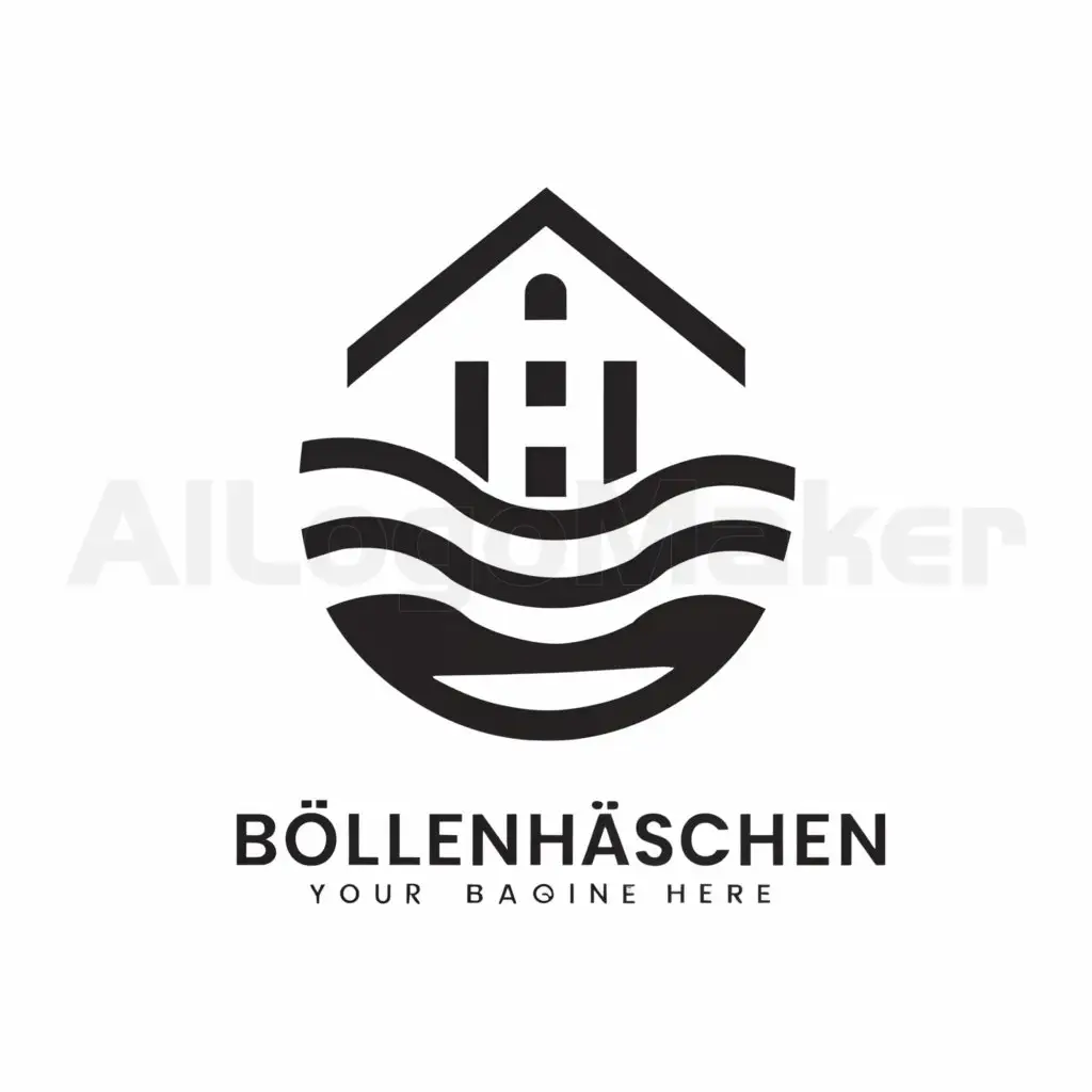 a logo design,with the text "Böllenhäuschen", main symbol:house near river,Moderate,be used in Travel industry,clear background