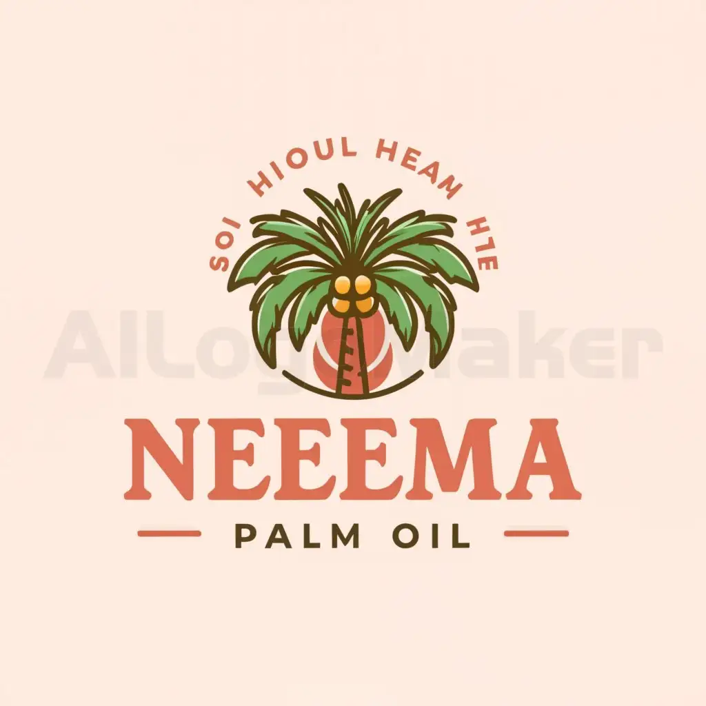 a logo design,with the text "Neema Palm Oil", main symbol:Palm tree,Moderate,be used in Food industry,clear background