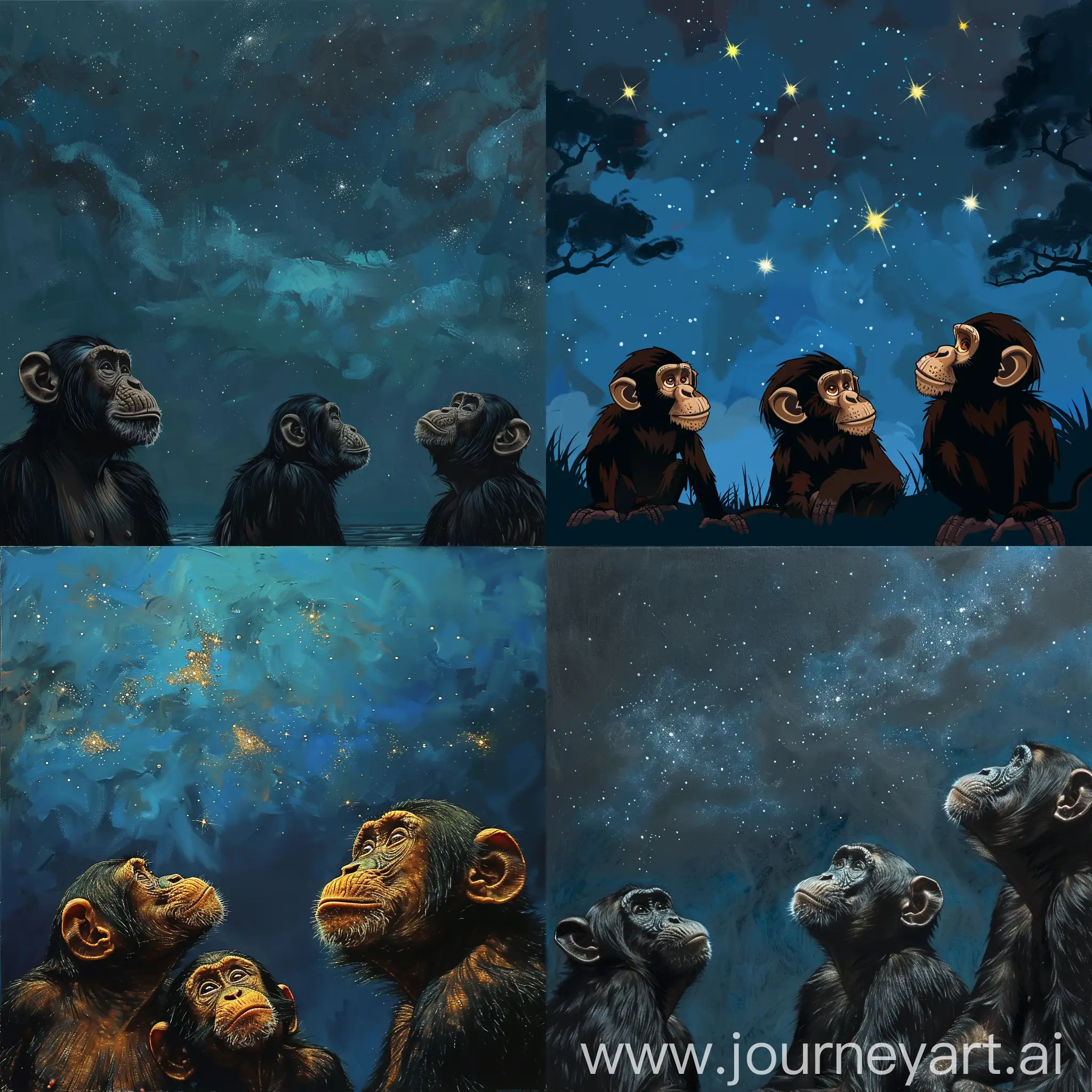 Curious-Monkeys-Gazing-at-Starlit-Sky