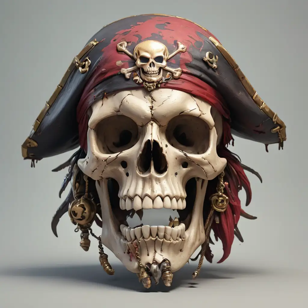 Sinister Pirate Skull on Transparent Background