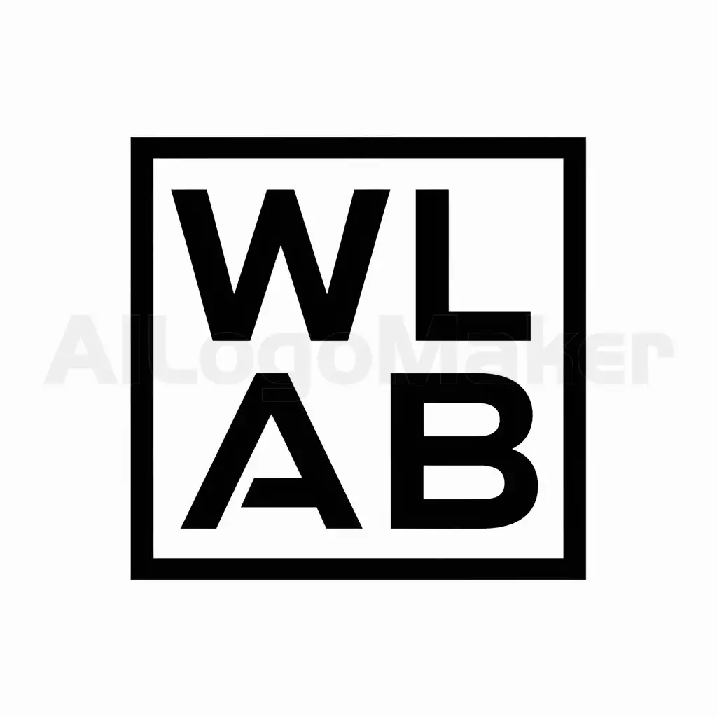 a logo design,with the text "WLAB", main symbol:letters WLAB arranged in a square. First line WL, second line AB. Thick font with straight corners black color,Minimalistic,be used in Construction industry,clear background