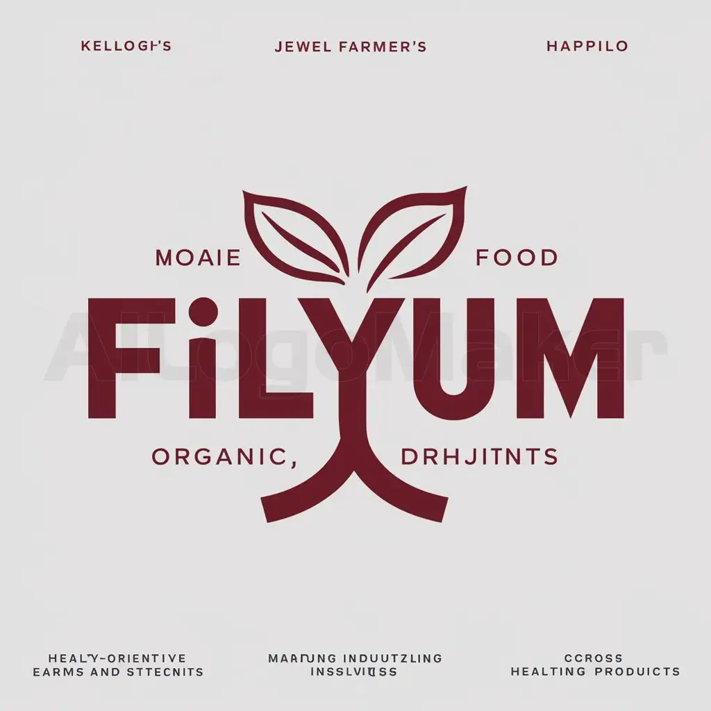 a logo design,with the text "FilYum", main symbol:FilYum is seeking a simple yet elegant text-based logo that conveys their focus on health-oriented, organic food products. They want the text to be bold and memorable, avoiding cursive fonts. The preferred color scheme is reddish or maroonish, with shades around #BD1D1D. They desire a modern design with a touch of elegance, similar to brands like Kellogg's, Jewel Farmer's, or Happilo's logos, targeting health-conscious individuals and those managing lifestyle disorders.,complex,be used in Others industry,clear background