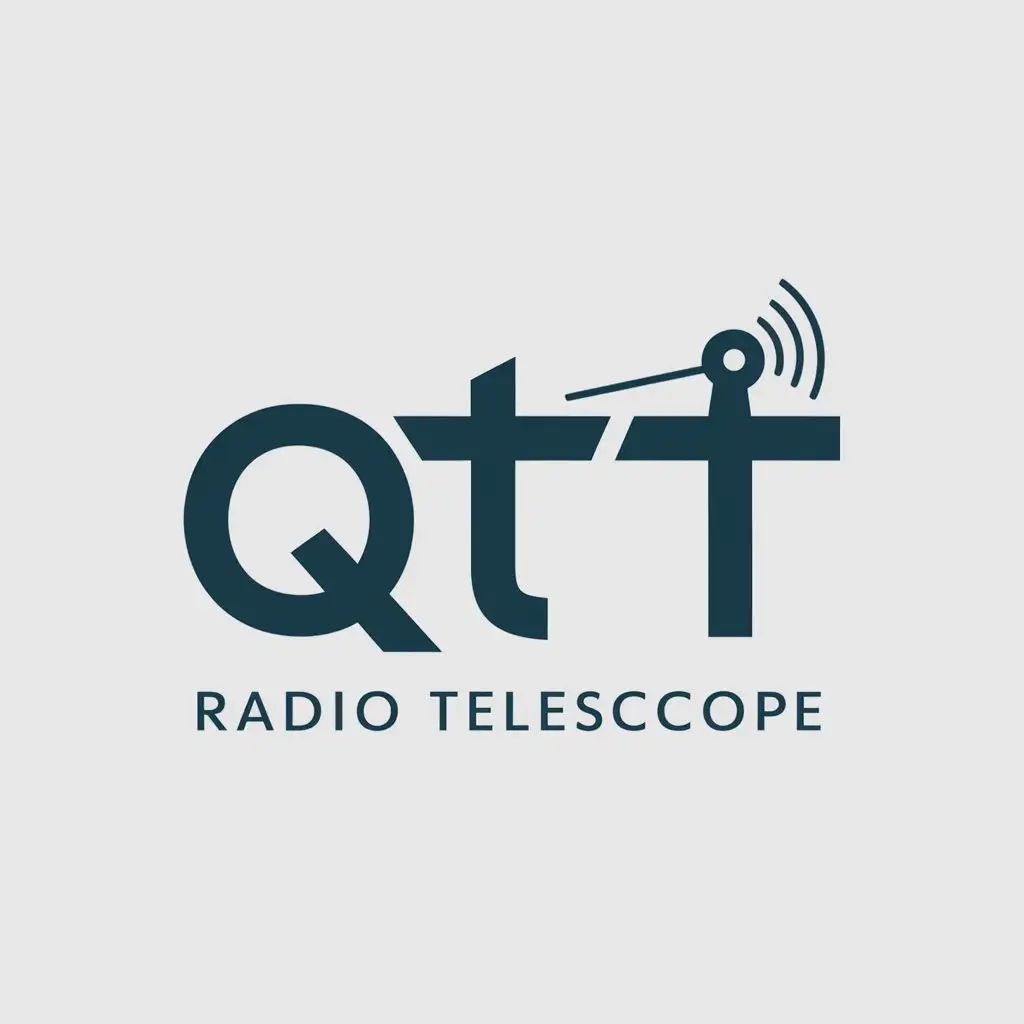 a logo design,with the text "QTT", main symbol:radio telescope,Moderate,be used in Education industry,clear background