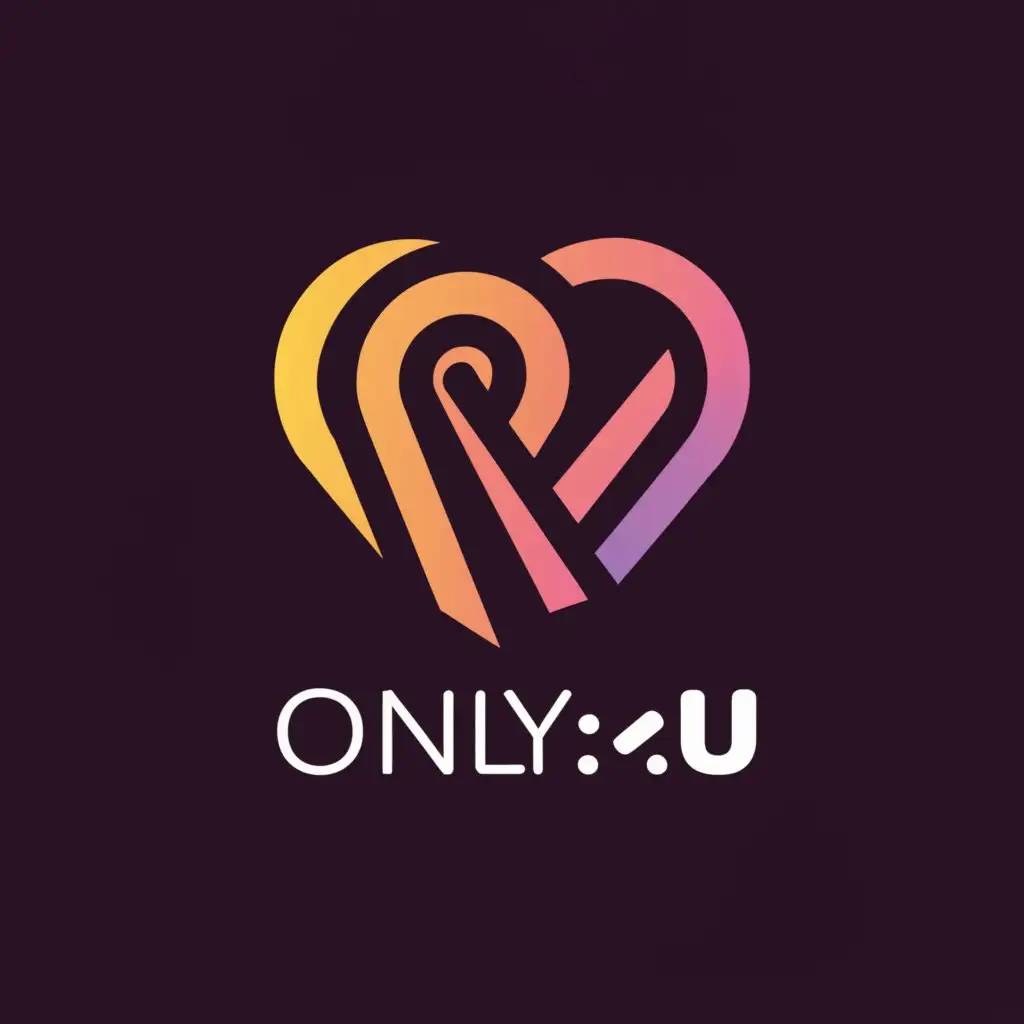 a logo design,with the text "ONLY:U", main symbol:❤,Moderate,clear background