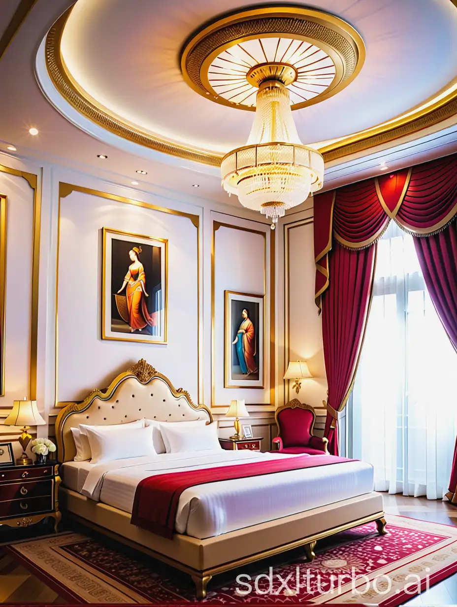 luxurious palace sleep room, too many luxury decorations everywhere