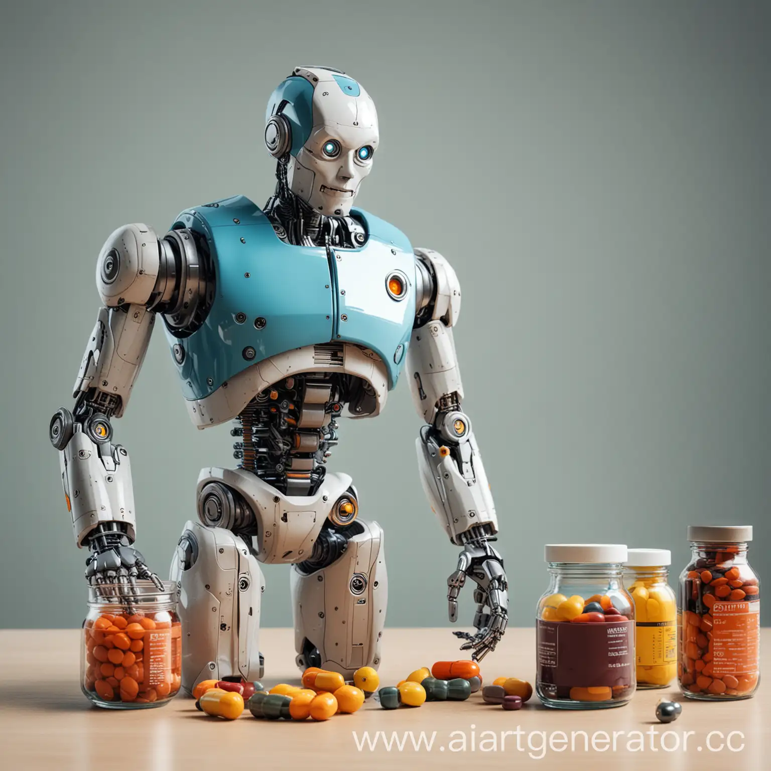 Robot-Father-Providing-Vitamins-to-Child-Robot