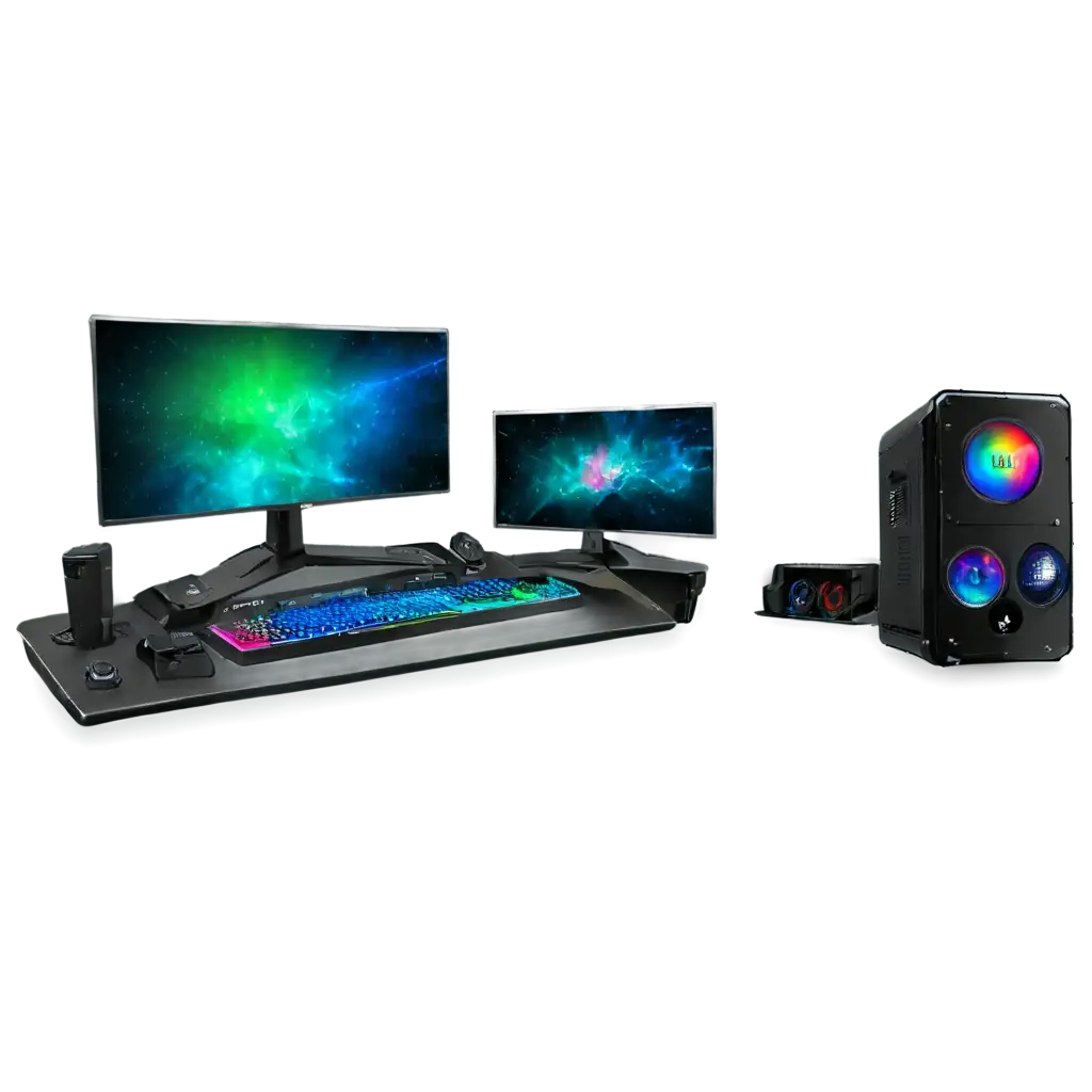 Vibrant-PC-Setup-with-RGB-Illumination-Enhancing-Visual-Appeal-in-a-PNG-Format