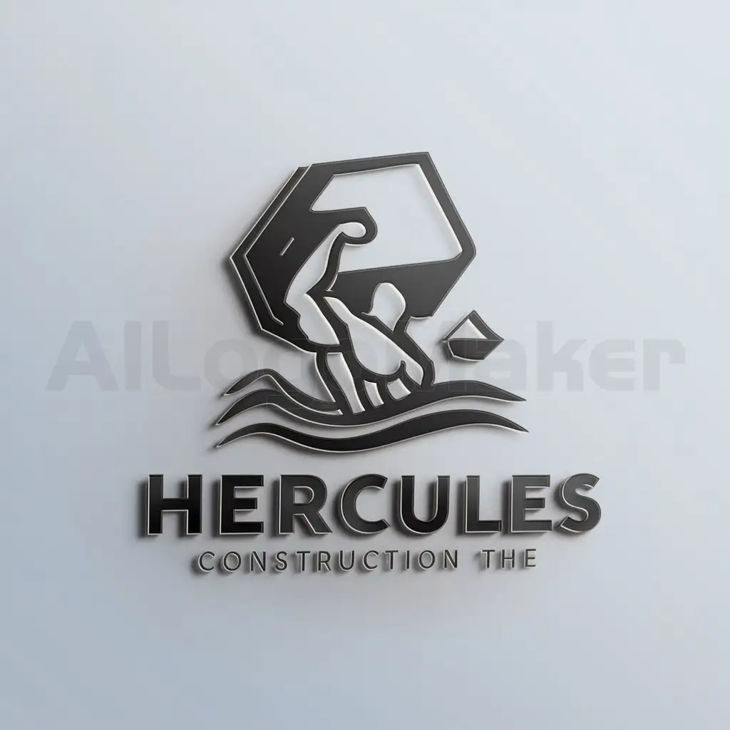 a logo design,with the text "Hercules", main symbol:sea & muscle,Minimalistic,be used in Construction industry,clear background