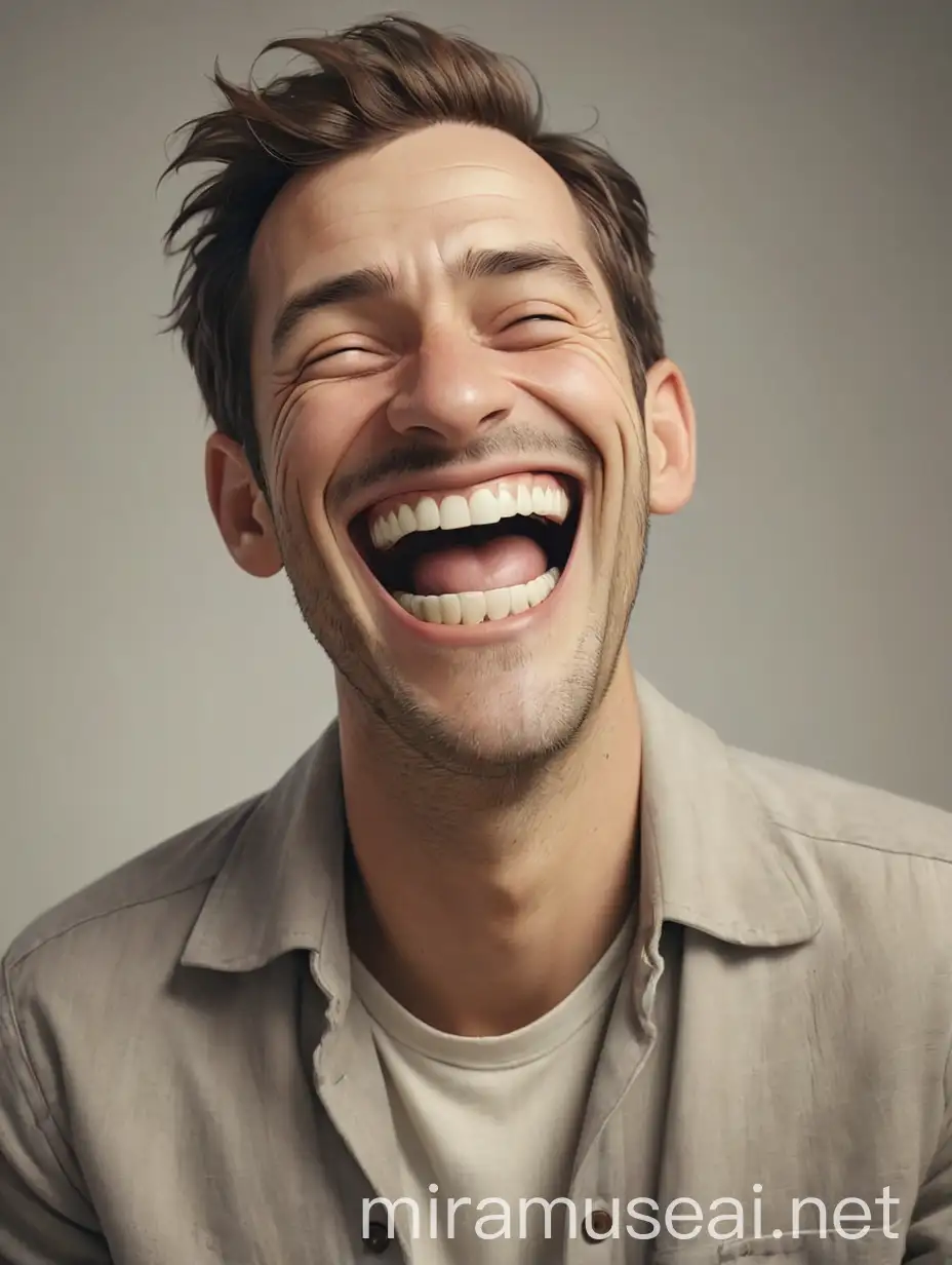 Joyful Man Laughing in Natural Setting