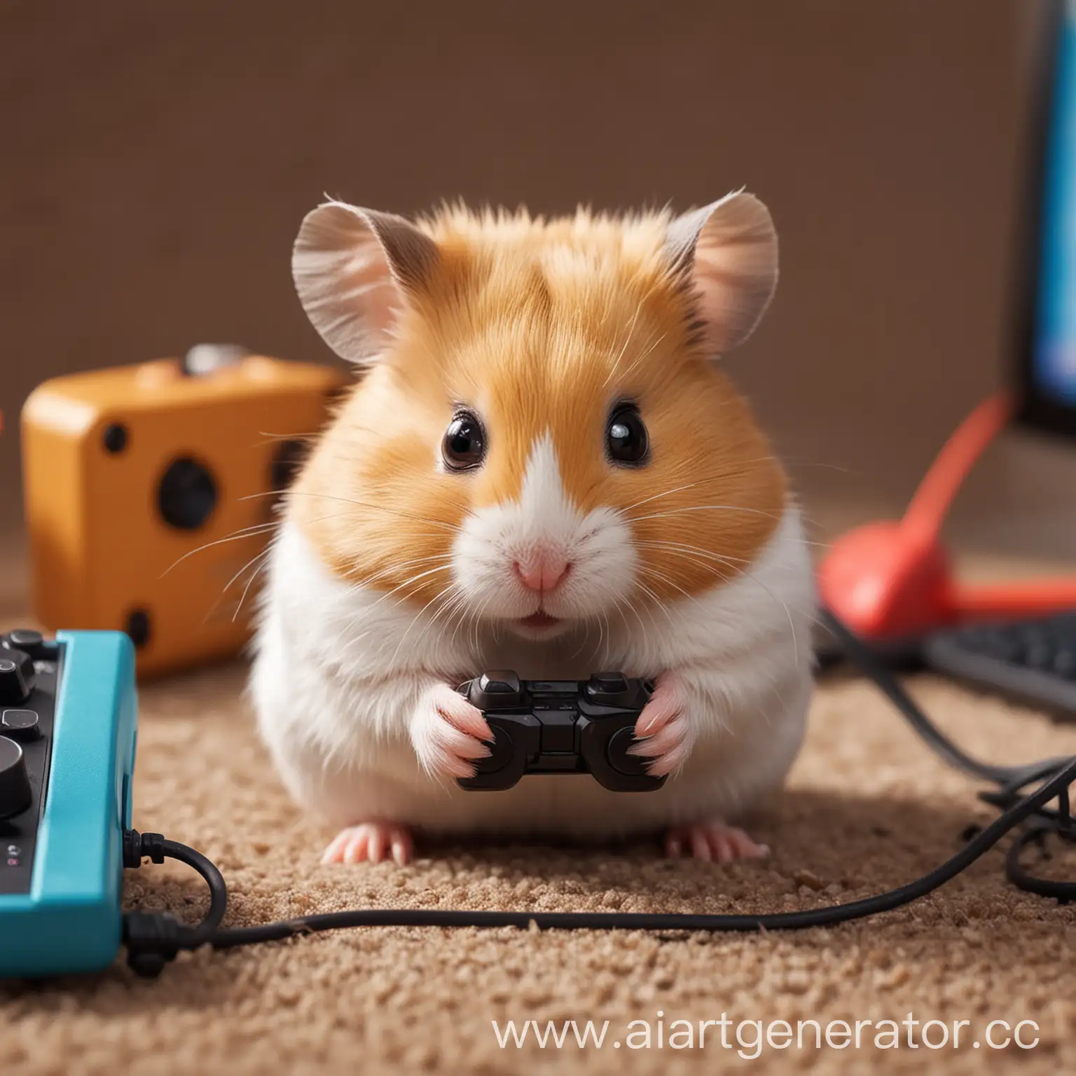 Hamster-Playing-Video-Games-with-a-Controller