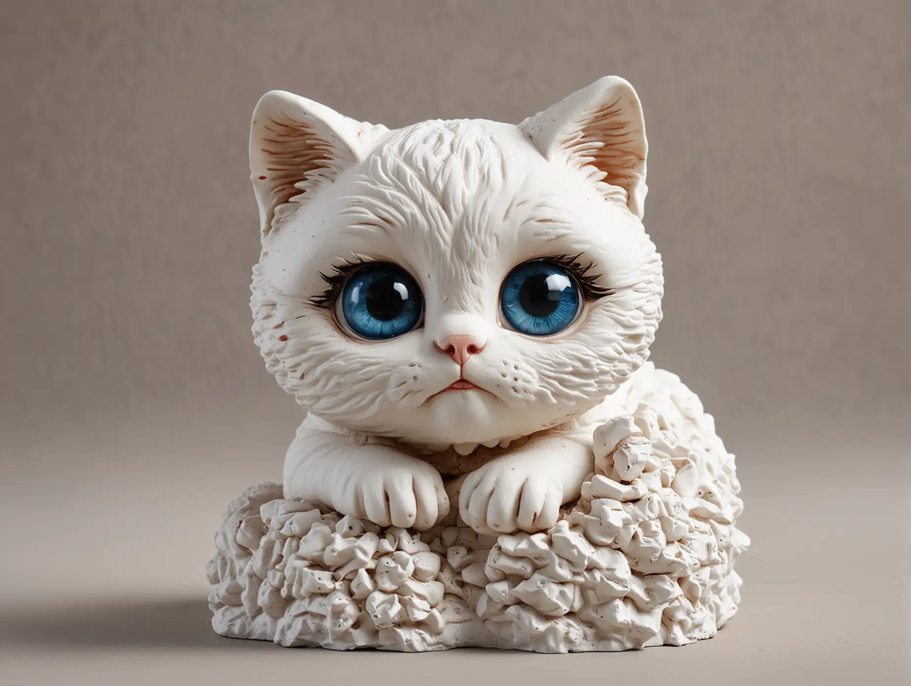 Котик с большими глазамаи статуэтка из гипса