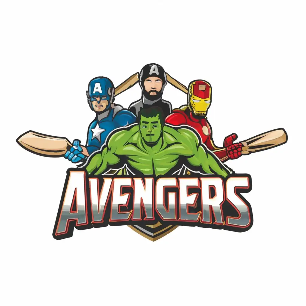 a logo design,with the text "EIM Avengers", main symbol:Avengers as Cricket team,Moderate,clear background