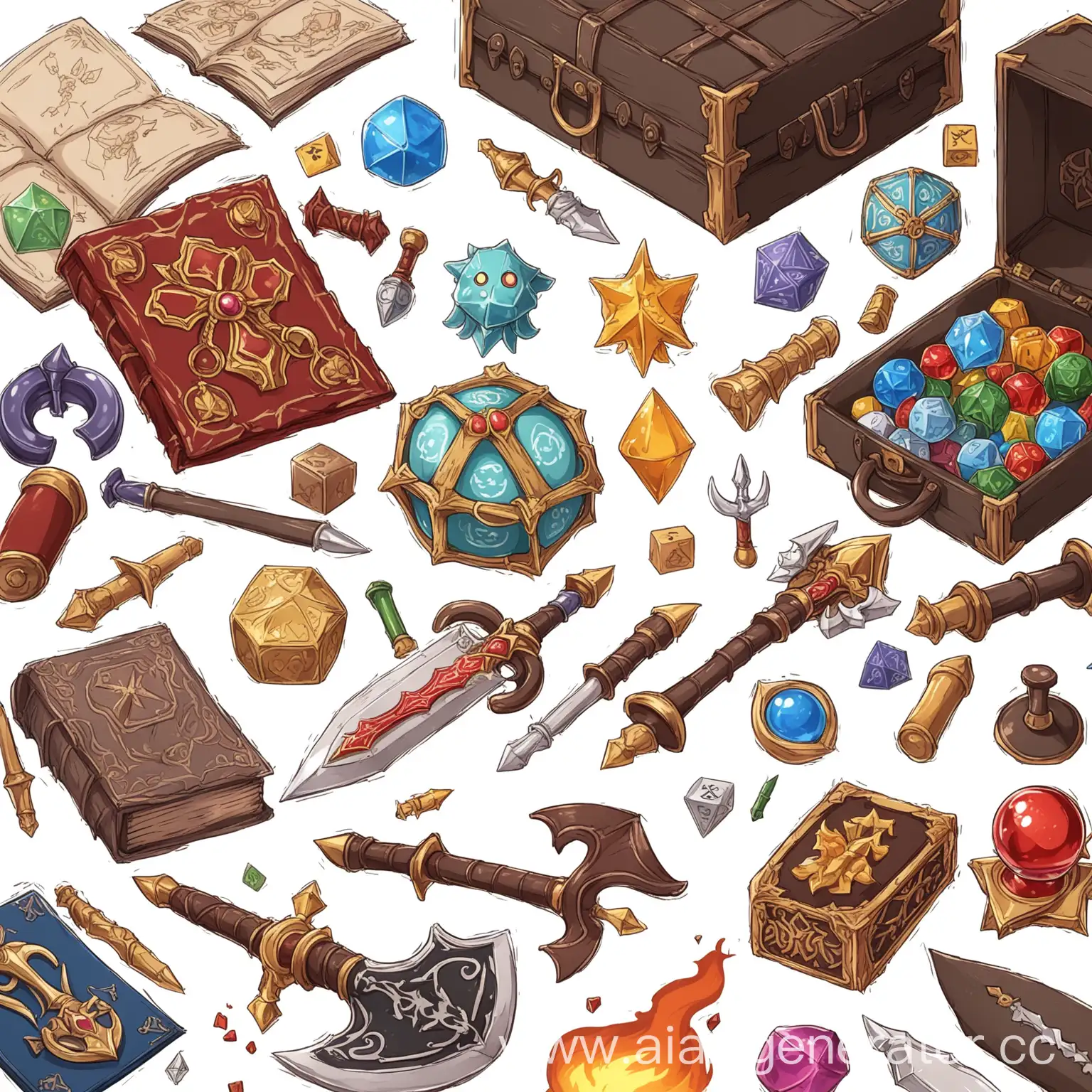 Cute-Anime-RPG-Artifacts-Illustration-on-White-Background