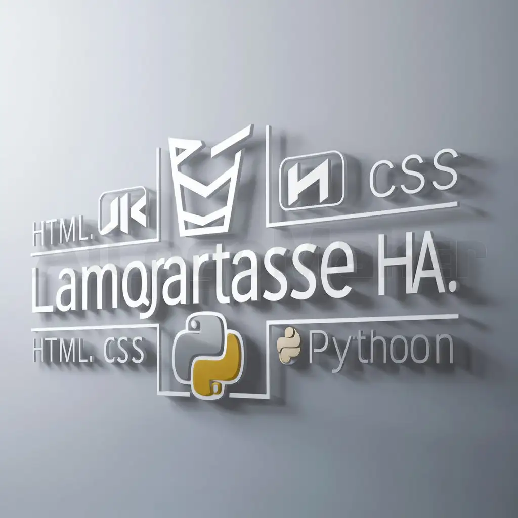 a logo design,with the text "Lamqartasse Ha", main symbol:HTML,CSS,javascript,python,developer,programming,Moderate,be used in Technology industry,clear background