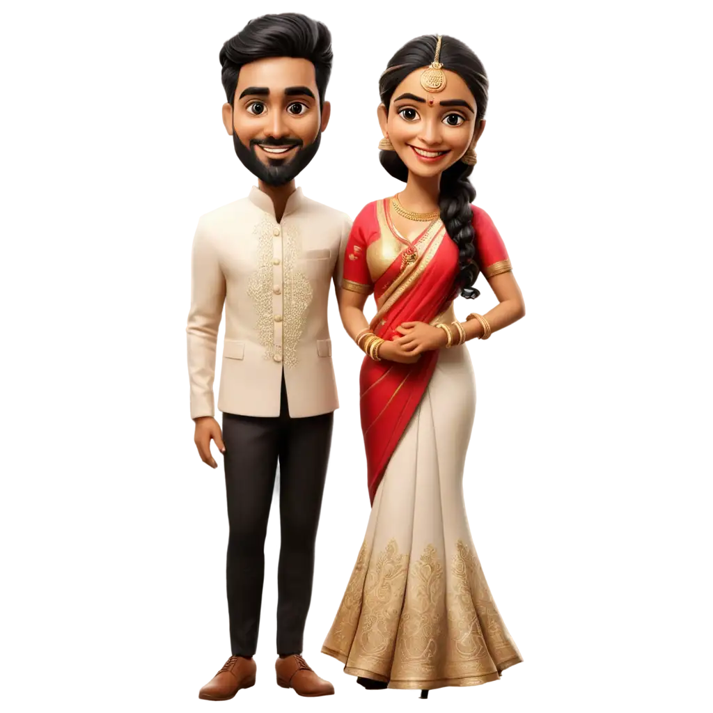 South Indian Wedding Caricature Bride Groom 