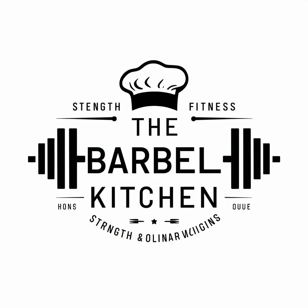 LOGO-Design-For-The-Barbell-Kitchen-Bold-Barbell-and-Chefs-Hat-Fusion