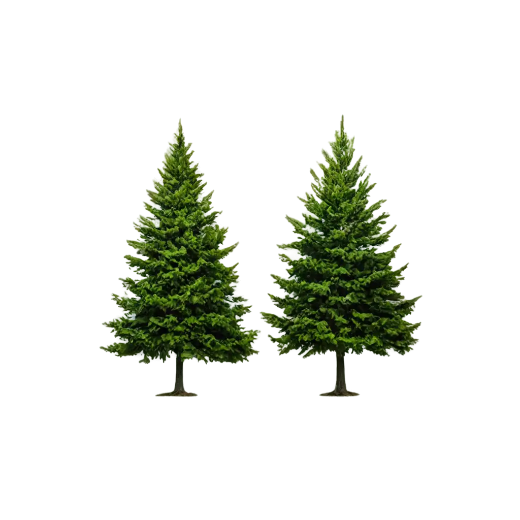 2 evergreen trees