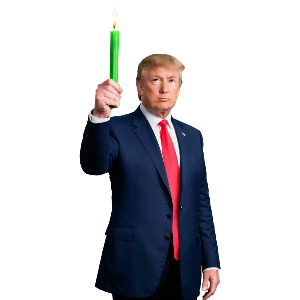 Donald trump whith a green candle . Billioniere