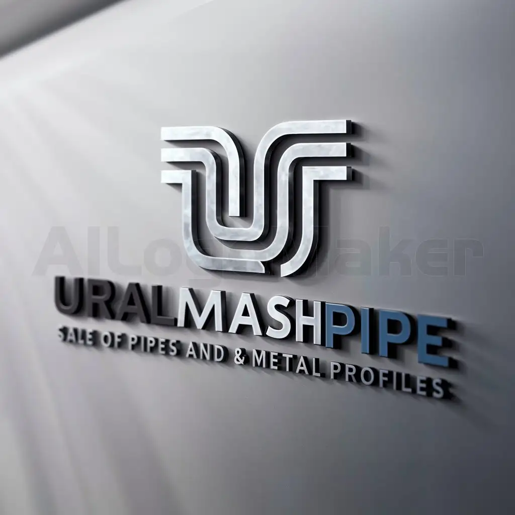 a logo design,with the text "URALMASHPIPE", main symbol:pipes, sale of pipes, metal profile,Moderate,be used in Construction industry,clear background
