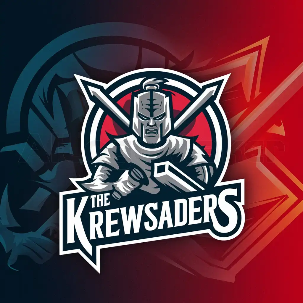 a logo design,with the text "The Krewsaders", main symbol:a crusader with intimidating aspects,complex,clear background