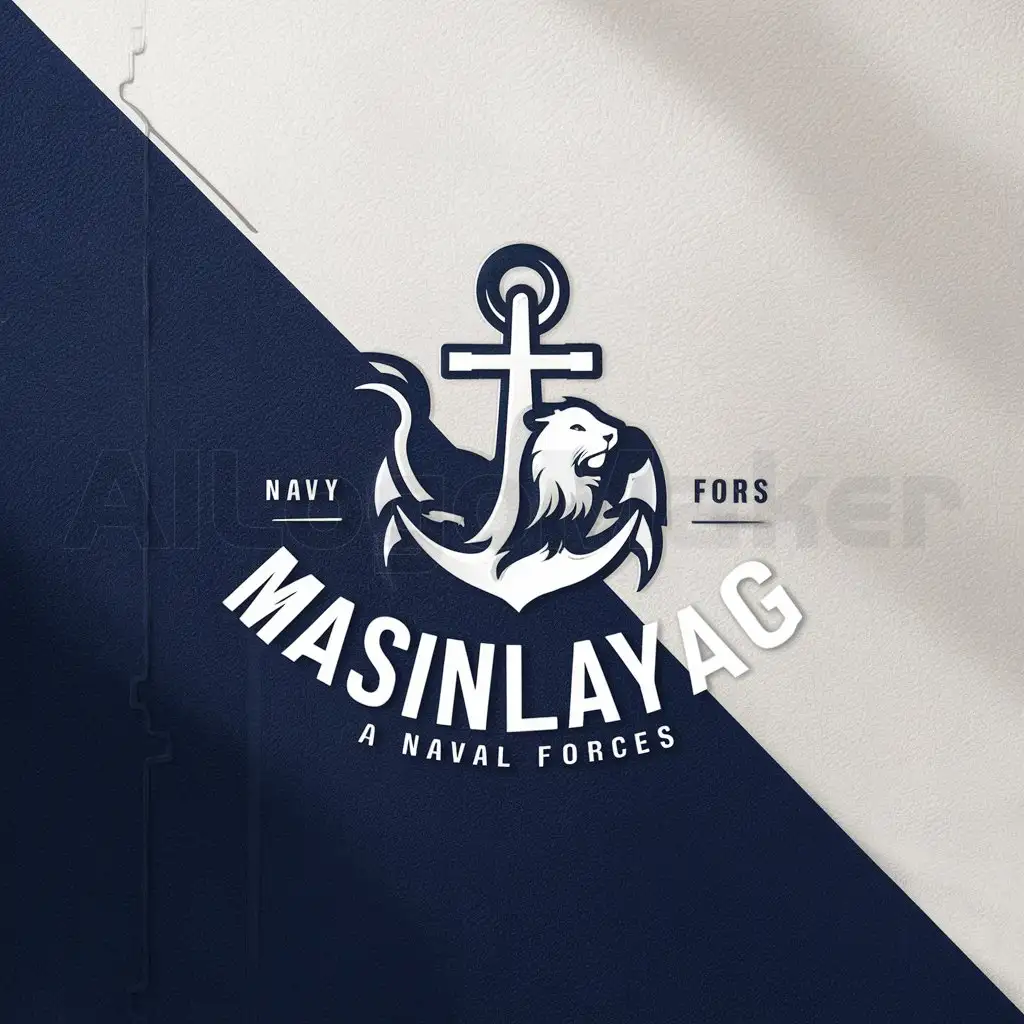 a logo design,with the text "Masinlayag", main symbol:anchor sea-lion military, navy,Moderate,be used in military industry,clear background