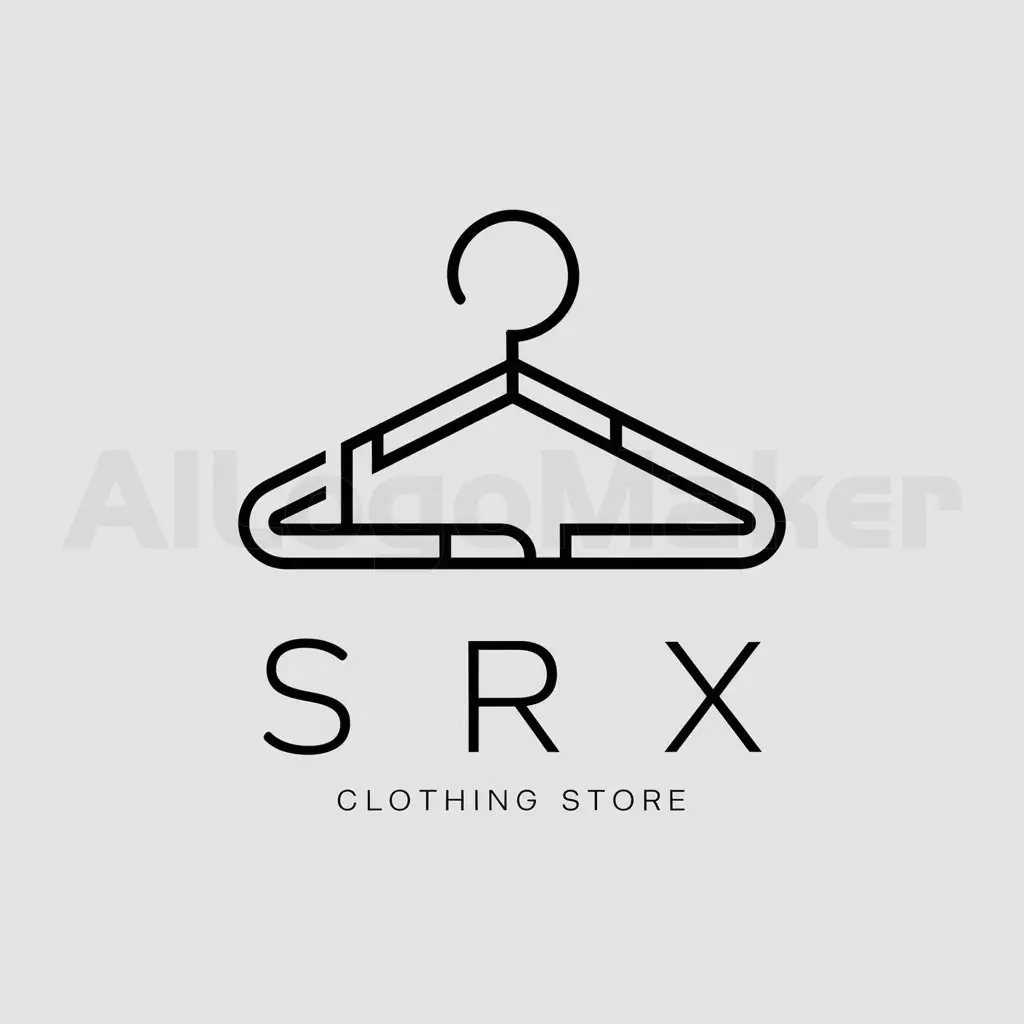 a logo design,with the text "srx clothing store", main symbol:clothhangerdiagram,complex,be used in wearing industry,clear background