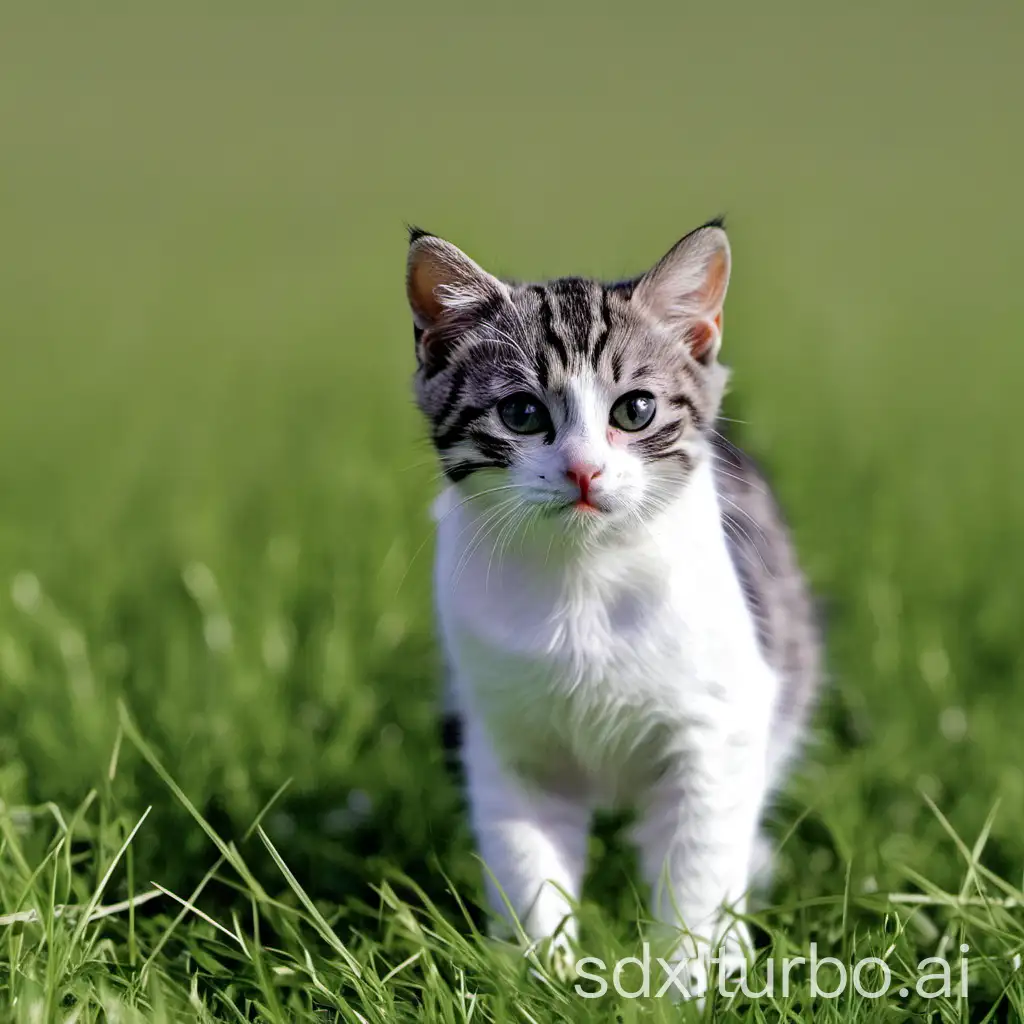 a small cat on the grassland