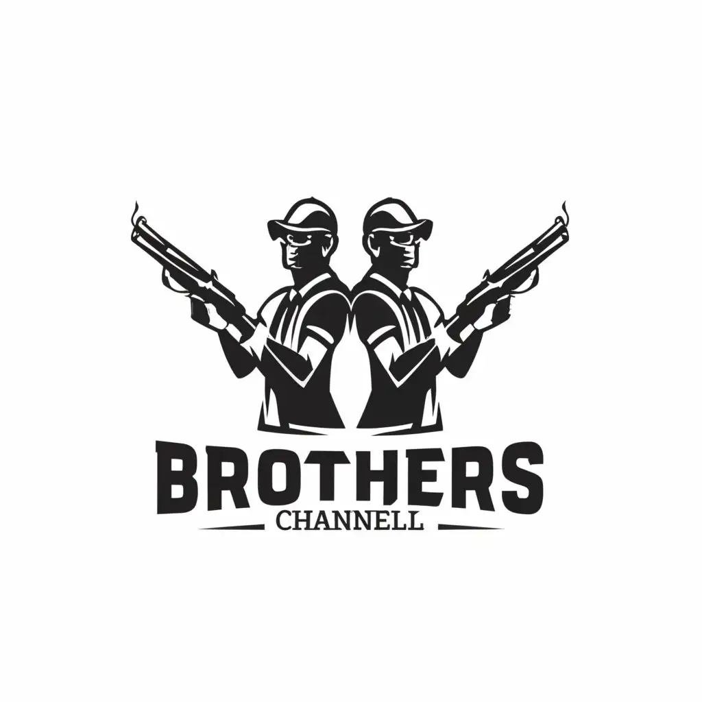 a logo design,with the text "CinzaBrothes", main symbol:Make a logo of two brothers equipped with guns in a minimalist design for a YouTube channel profile picture. One must be black, and the other must be white.,Minimalistic,be used in Entertainment industry,clear background