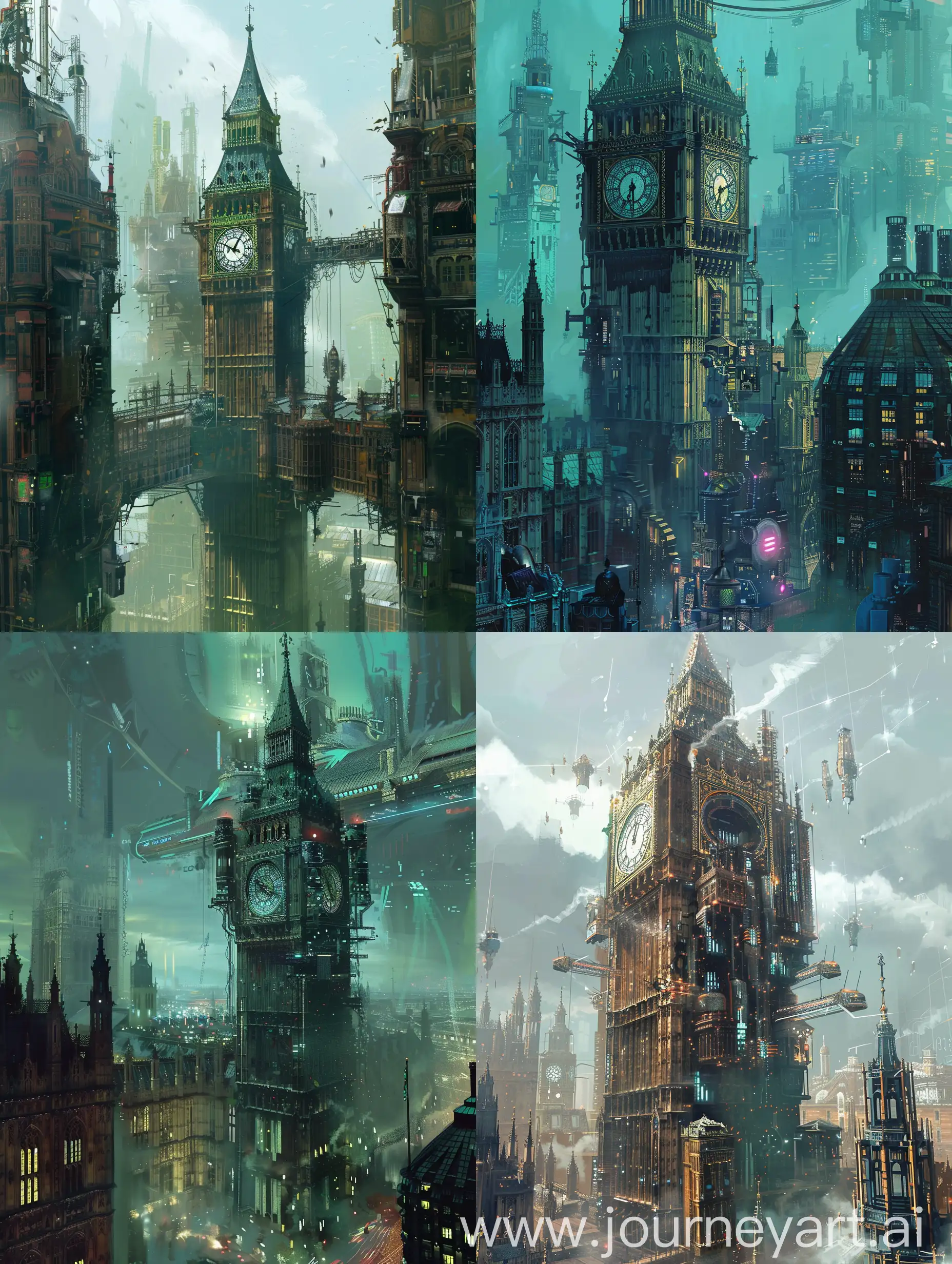 Cyberpunk-Palace-Big-Ben-Art-Futuristic-Cityscape-with-Iconic-Landmark