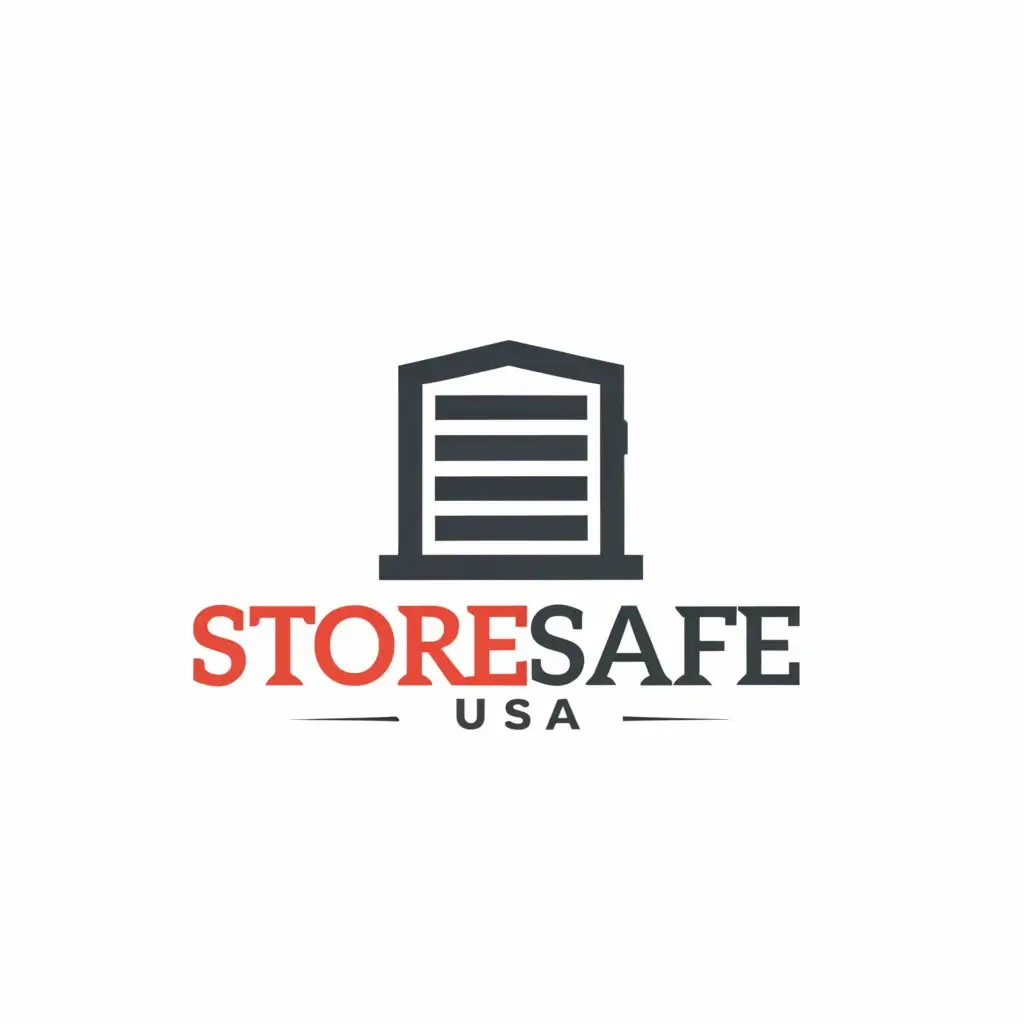 a logo design,with the text "Store Safe USA", main symbol:Storage Unit,Moderate,be used in Real Estate industry,clear background
