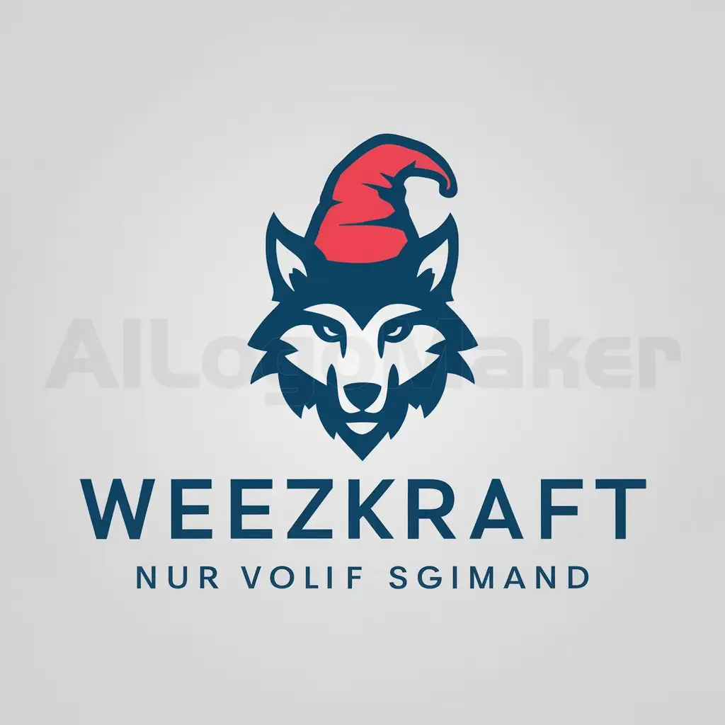 a logo design,with the text "WEEZKRAFT", main symbol:WOLF WITH WIZARD HAT,Moderate,clear background