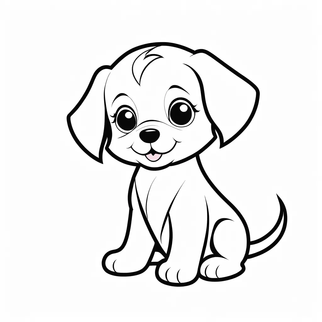 Puppy’s , Coloring Page, black and white, line art, white background, Simplicity, Ample White Space. The background of the coloring page is plain white to make it easy for young children to color within the lines. The outlines of all the subjects are easy to distinguish, making it simple for kids to color without too much difficulty