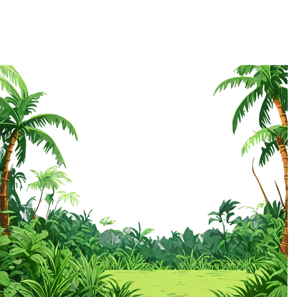 A jungle illustration in 2d cartoon style
