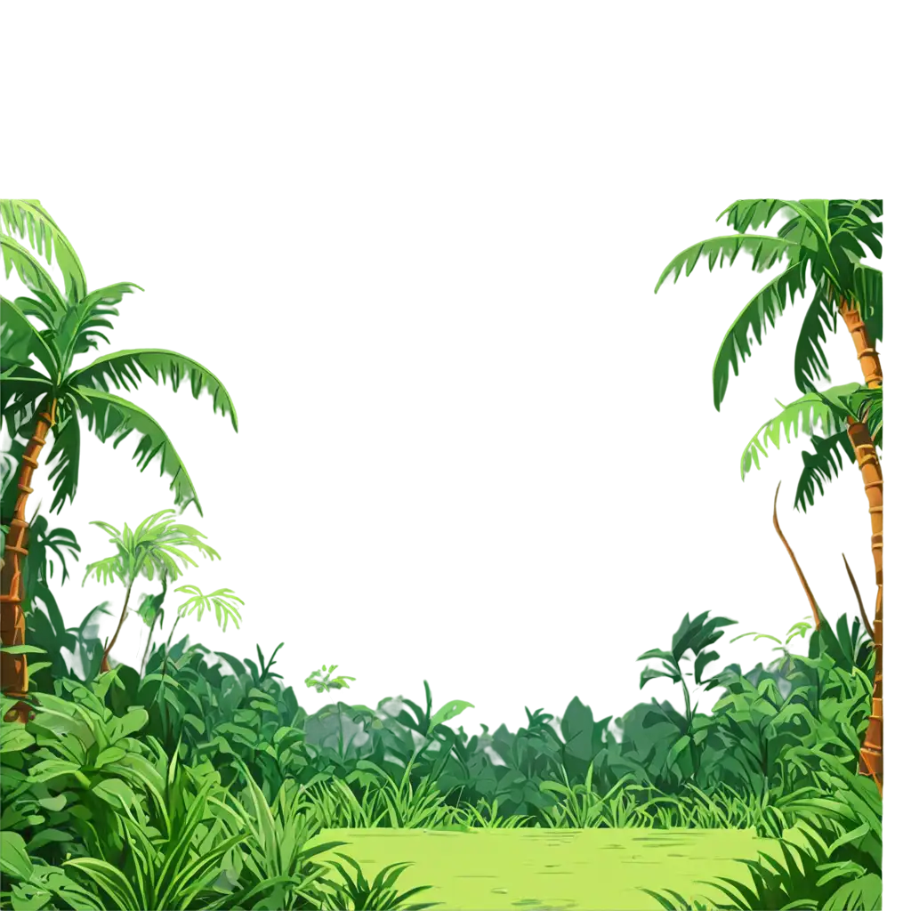 Vibrant Jungle Illustration in 2D Cartoon Style HighQuality PNG Image ...