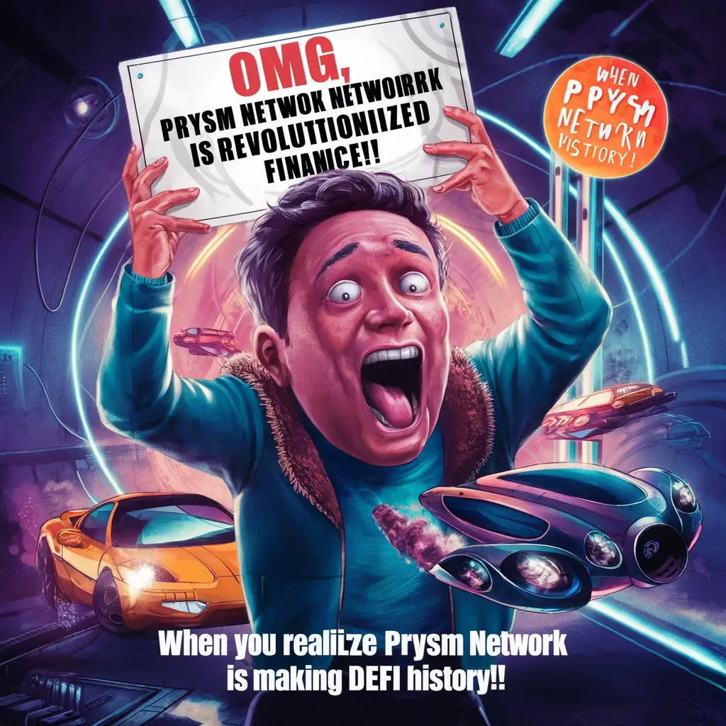 Create a funny meme about PRYSM NETWORK. PRYSM - a cutting-edge blockchain project that is revolutionizing the way we think about decentralized finance.